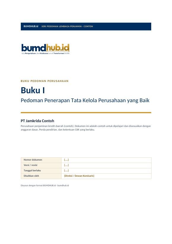 Paket Pedoman Lembaga Penjamin – Buku I: Pedoman Tata Kelola Perusahaan — pratinjau 1